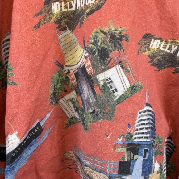 Fairplay Adult XL Red Button Up Short Sleeve Shirt Travel Steamboat Hollywood - Picture 5 of 12